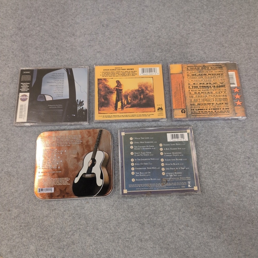 Outlaw Country CD Lot Johnny Cash Willie Nelson Steve Earle Lucinda Williams 5pk - Picture 2 of 2